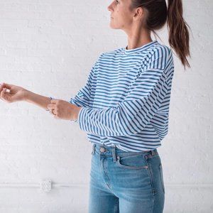 NWOT AYR French Fry Long Sleeve Striped Tee Sz S